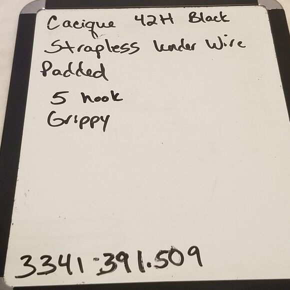 Cacique 42H Strapless Bra Black Underwire Support Grip Padded Classic - Picture 7 of 7